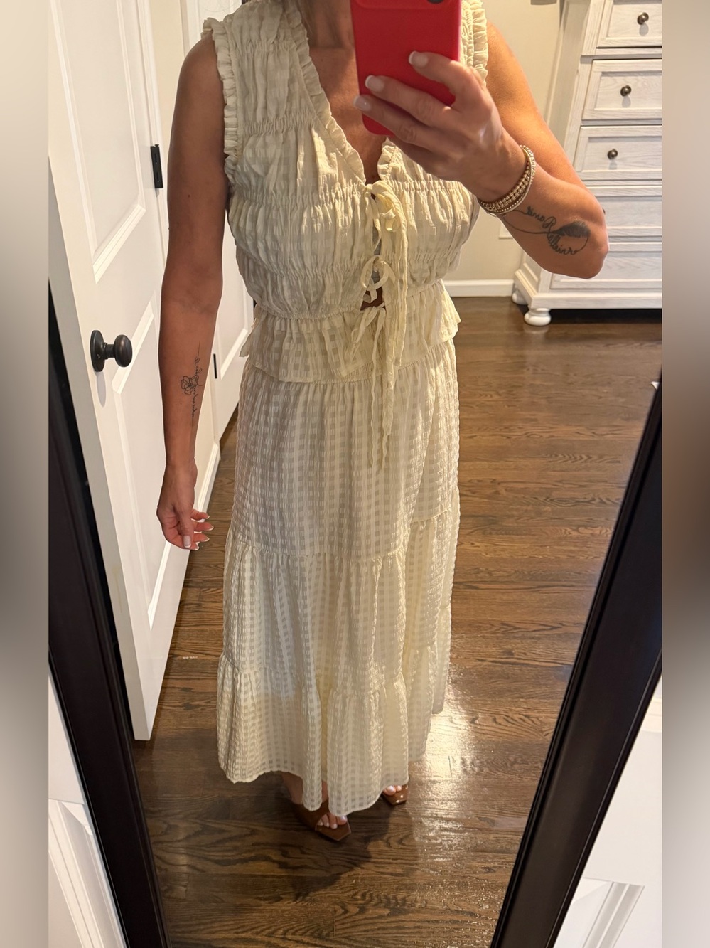 NWT Boutique 2 piece Tiered Skirt and Top Butter Yellow Matching Set.